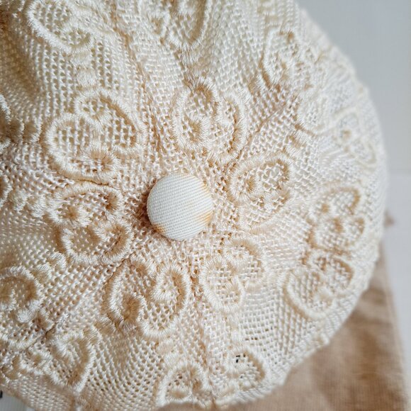 New Gucci Embroidered Mesh GG Monogram Cream Ivory Baseball Cap Size M main image 6